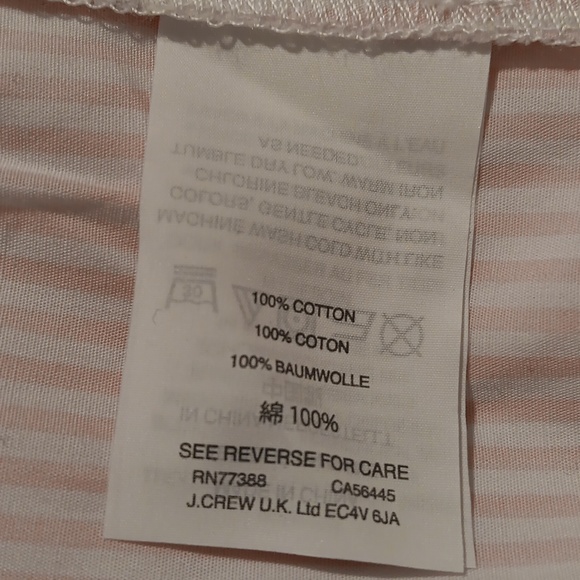 J. Crew Top FunnelNeck Striped Women Sz12 Pale Pink Long Sleeve High/Low - Picture 11 of 12